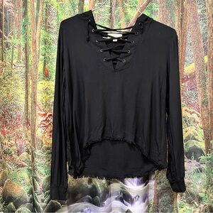 Cloth & Stone black pullover hooded shirt XS